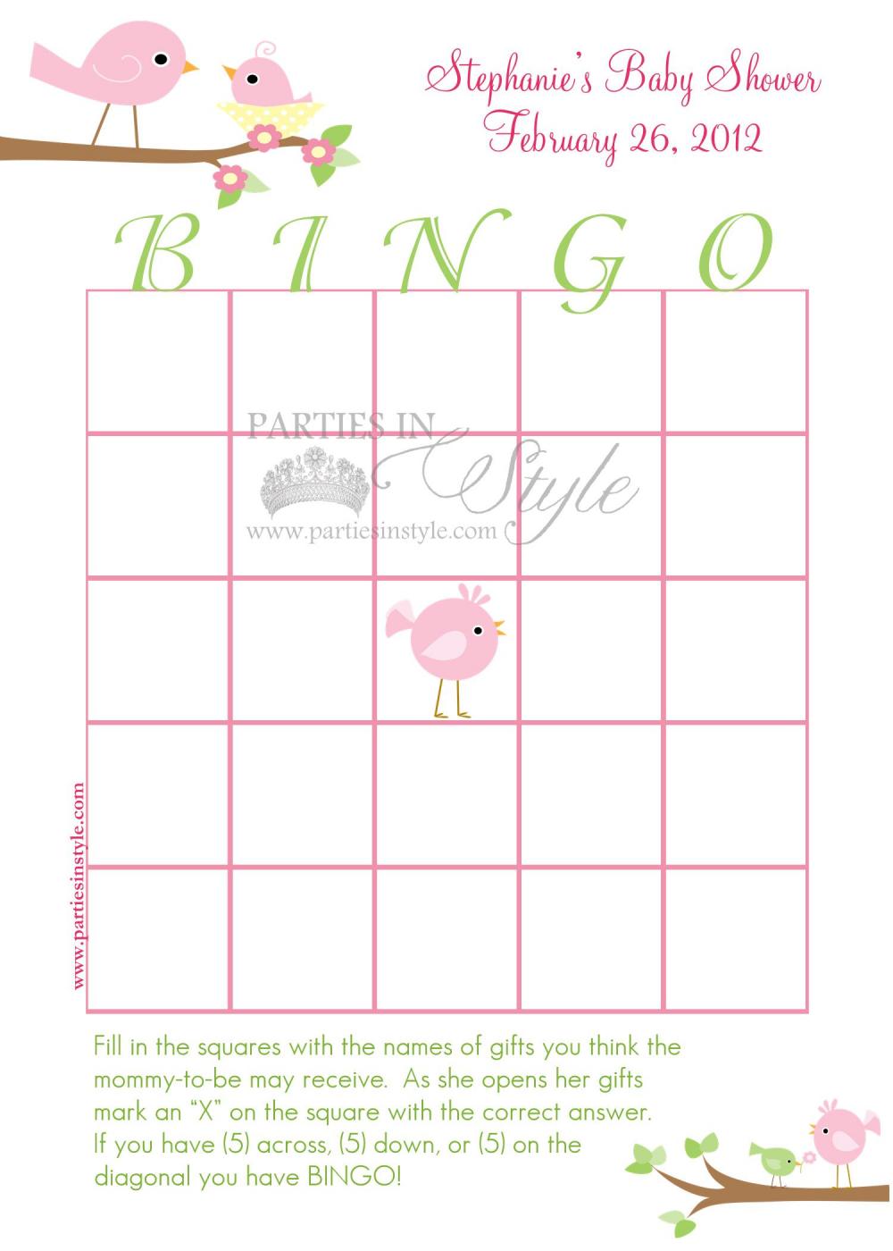 Baby Shower Game - Bingo - Printable Diy