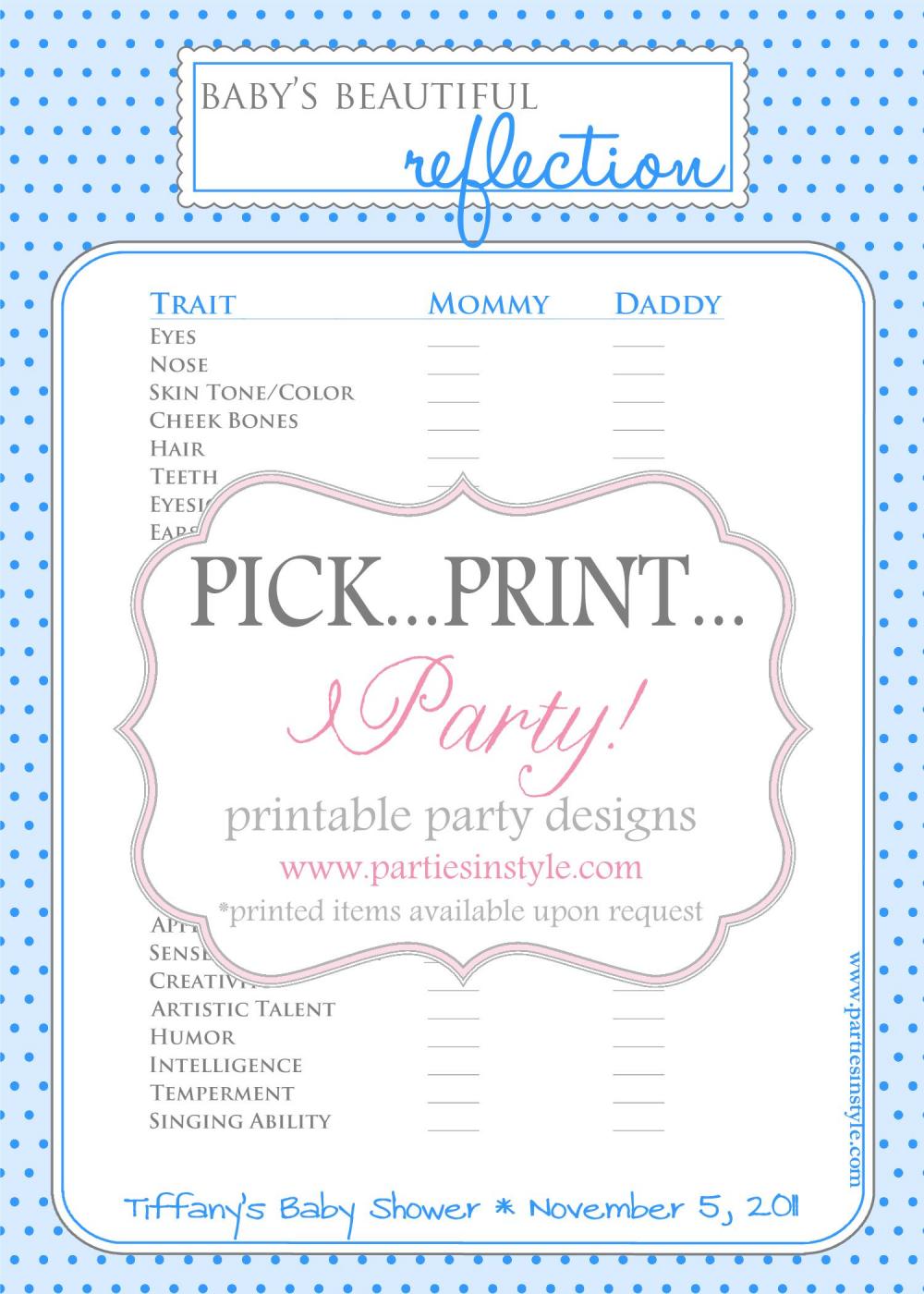 Baby Shower Game - Baby's Beautiful Reflection - Printable Diy