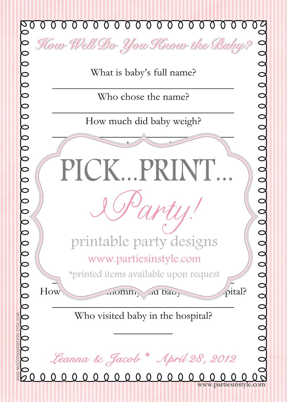 Baby Shower Game Sip N See - How Well Do You Know The Baby ...