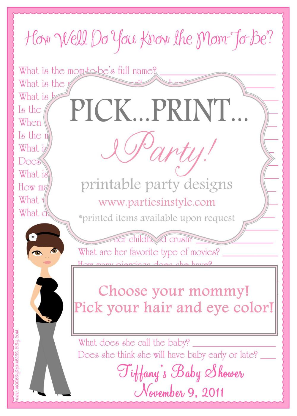 Baby Shower Game - How Well Do You Know The Mom To Be - Printable Diy