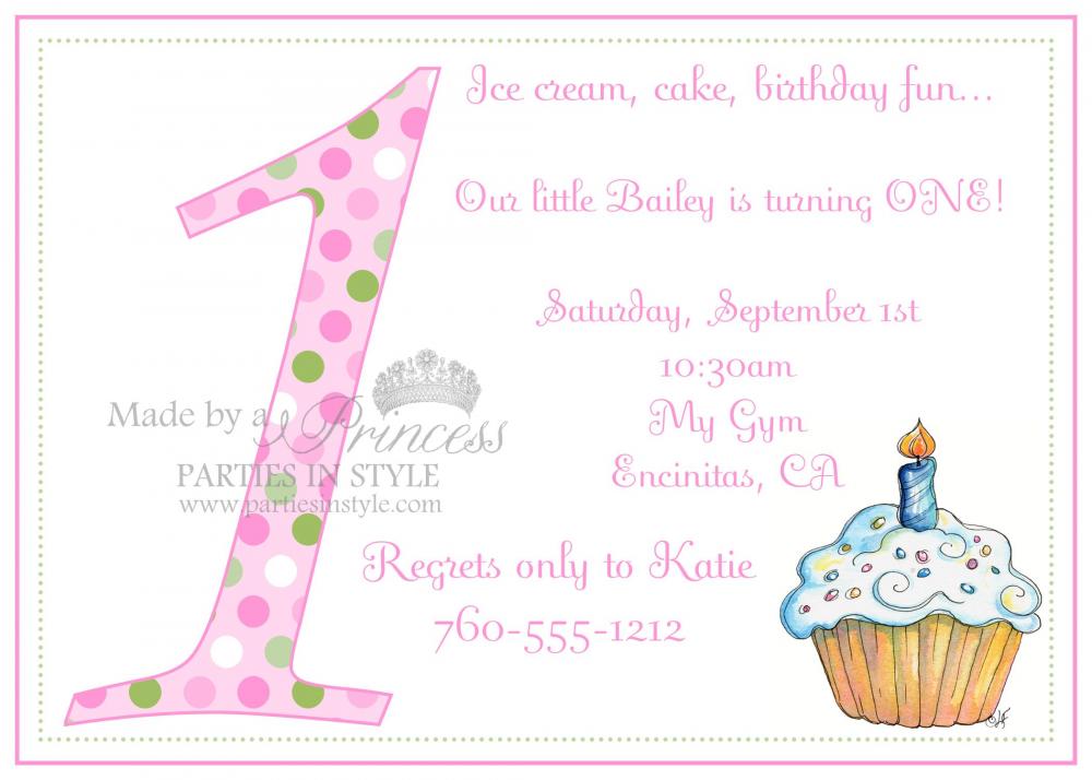 First Birthday Invitation - Pink & Purple Polka Dot ...