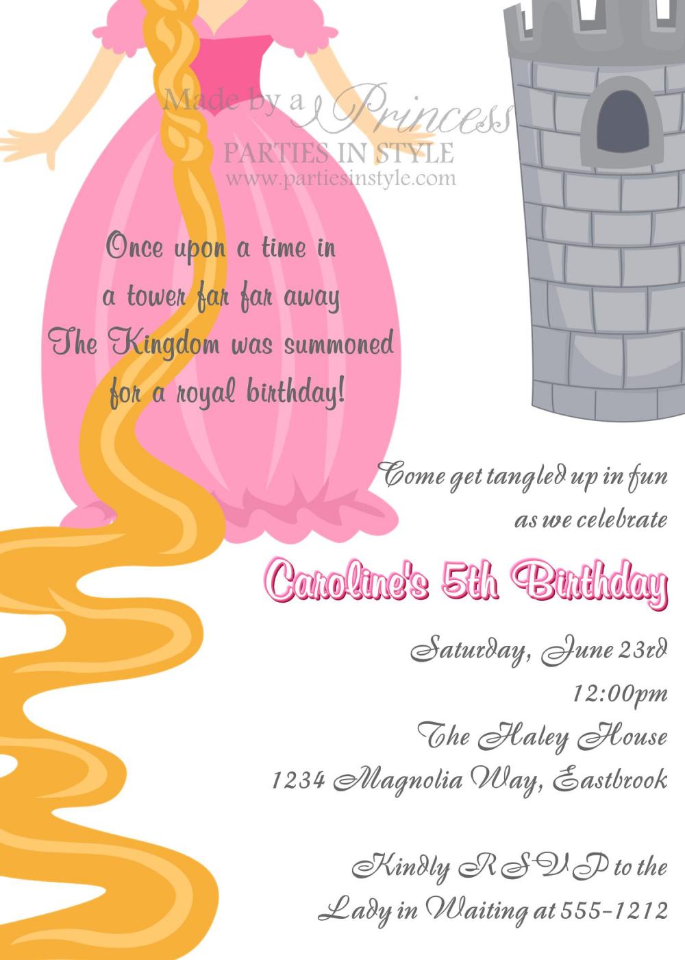 Birthday Invitation - Princess Series Rapunzel - Printable Diy