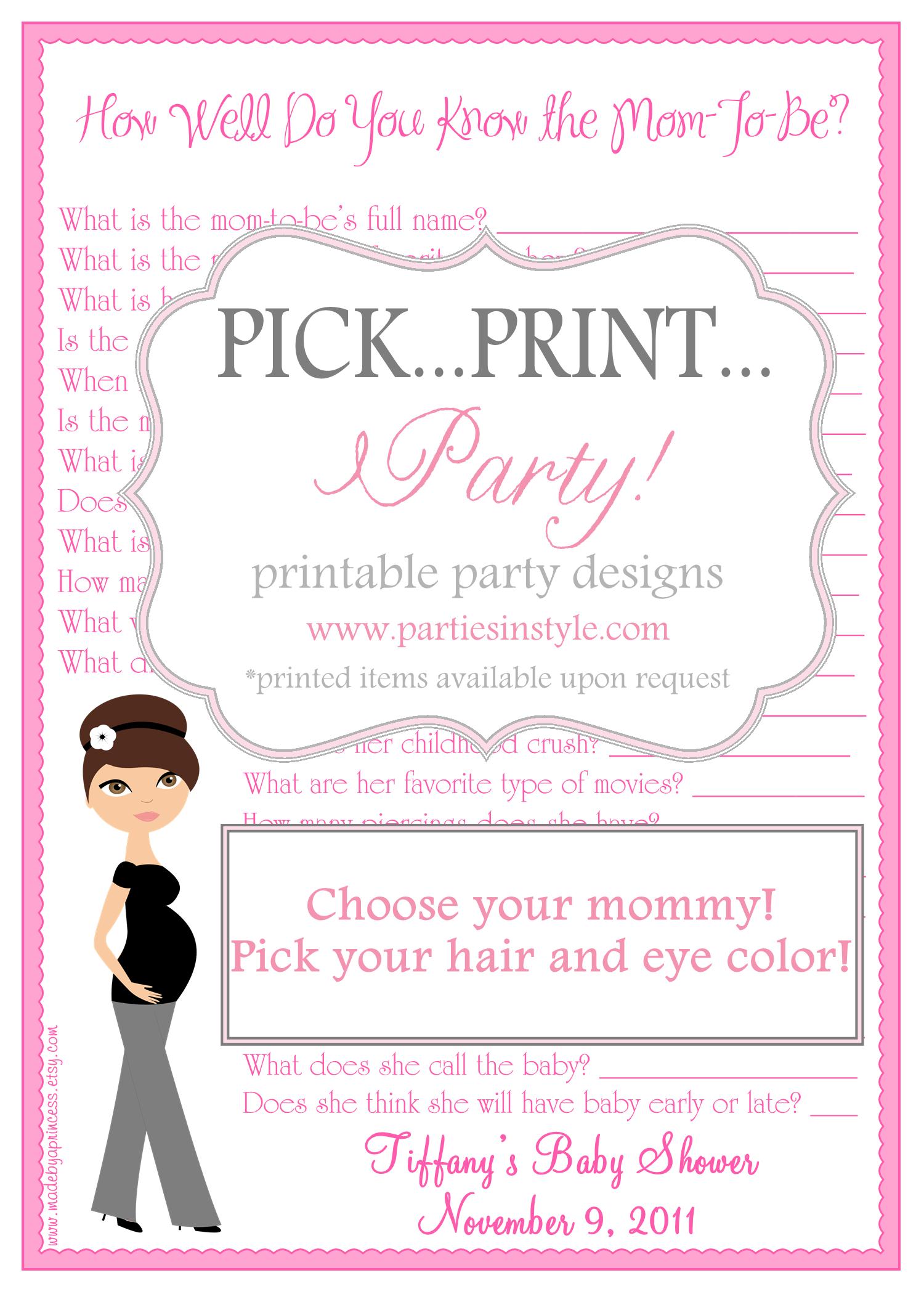 Baby Shower Game How Well Do You Know The Mom To Be Printable