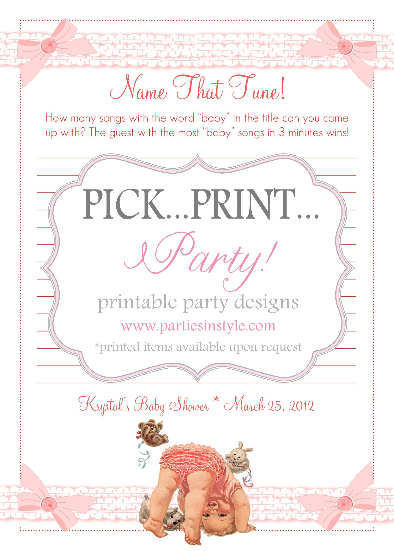Baby Shower Game Baby Name That Tune Printable Diy on Luulla